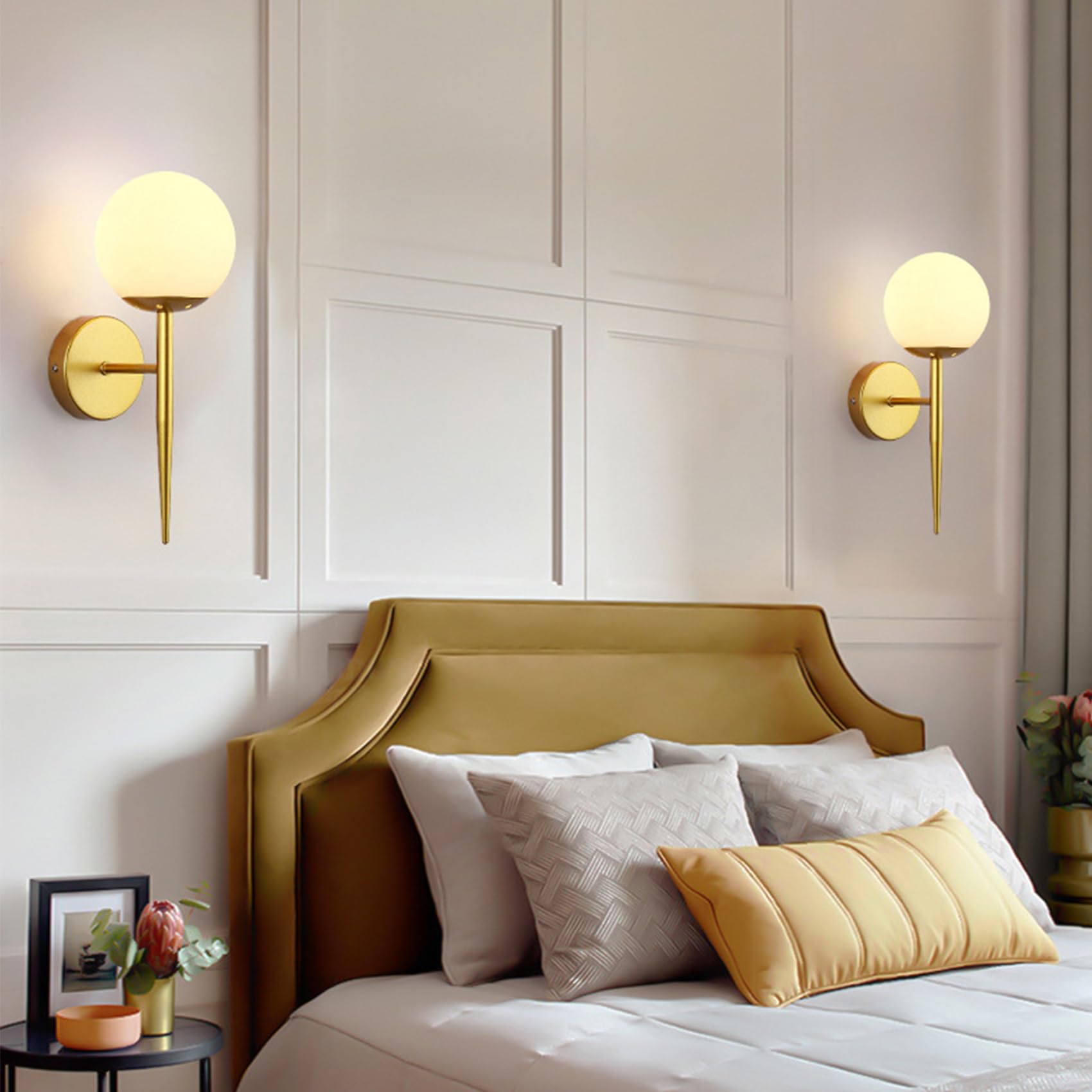 Modernas lámparas de pared doradas, accesorios de iluminación para interiores con pantalla de cristal, lámpara LED de dormitorio, mesita de noche, pasillo y sala de estar