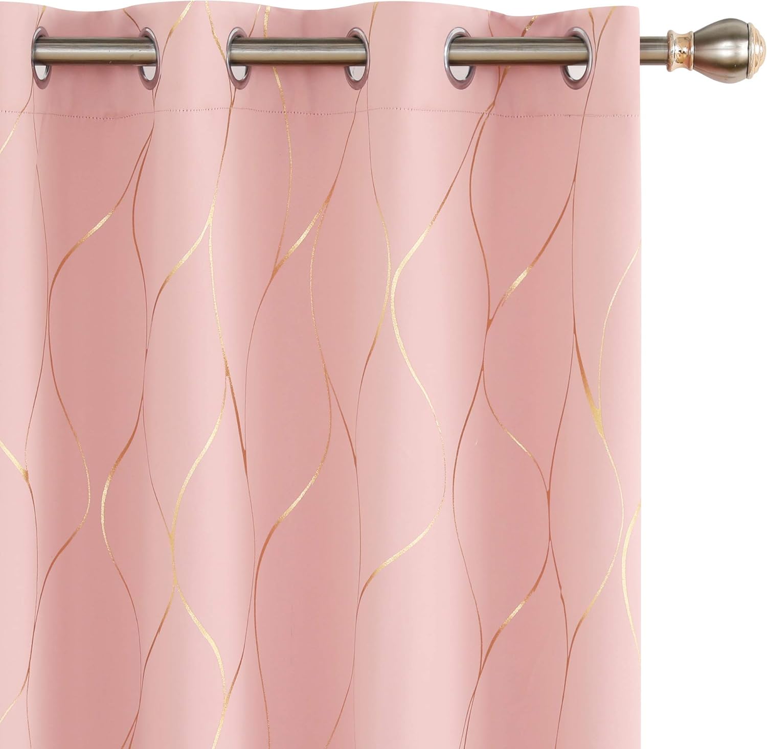 Deconovo Blackout Curtains 84 inches Long Gold Wave Foil