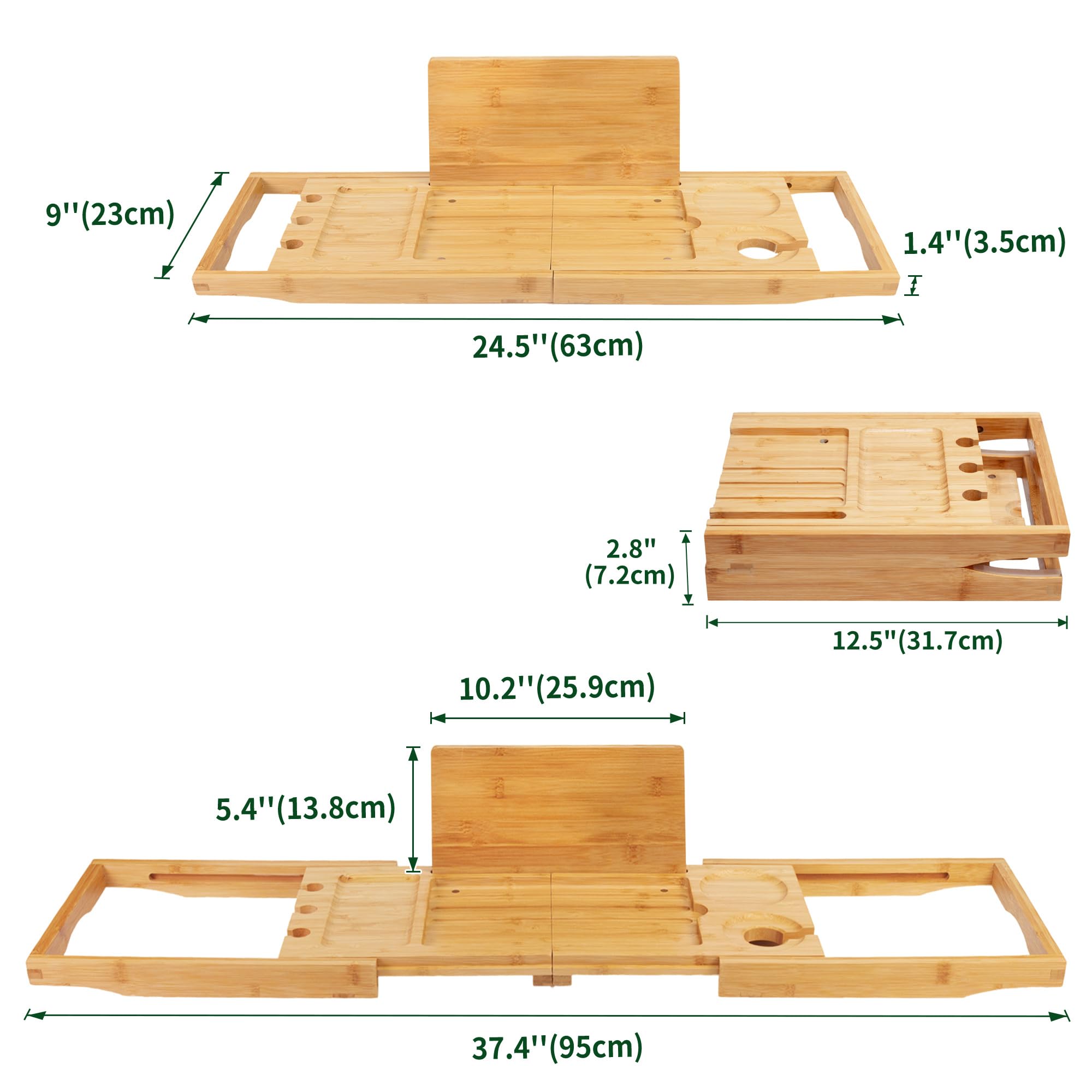 Utoplike Bandeja para bañera, Estante Plegable para el Cuarto de baño, Soporte de bambú para la bañera para Libros y Copas de Vino, Accesorios de Lujo para Ducha y SPA