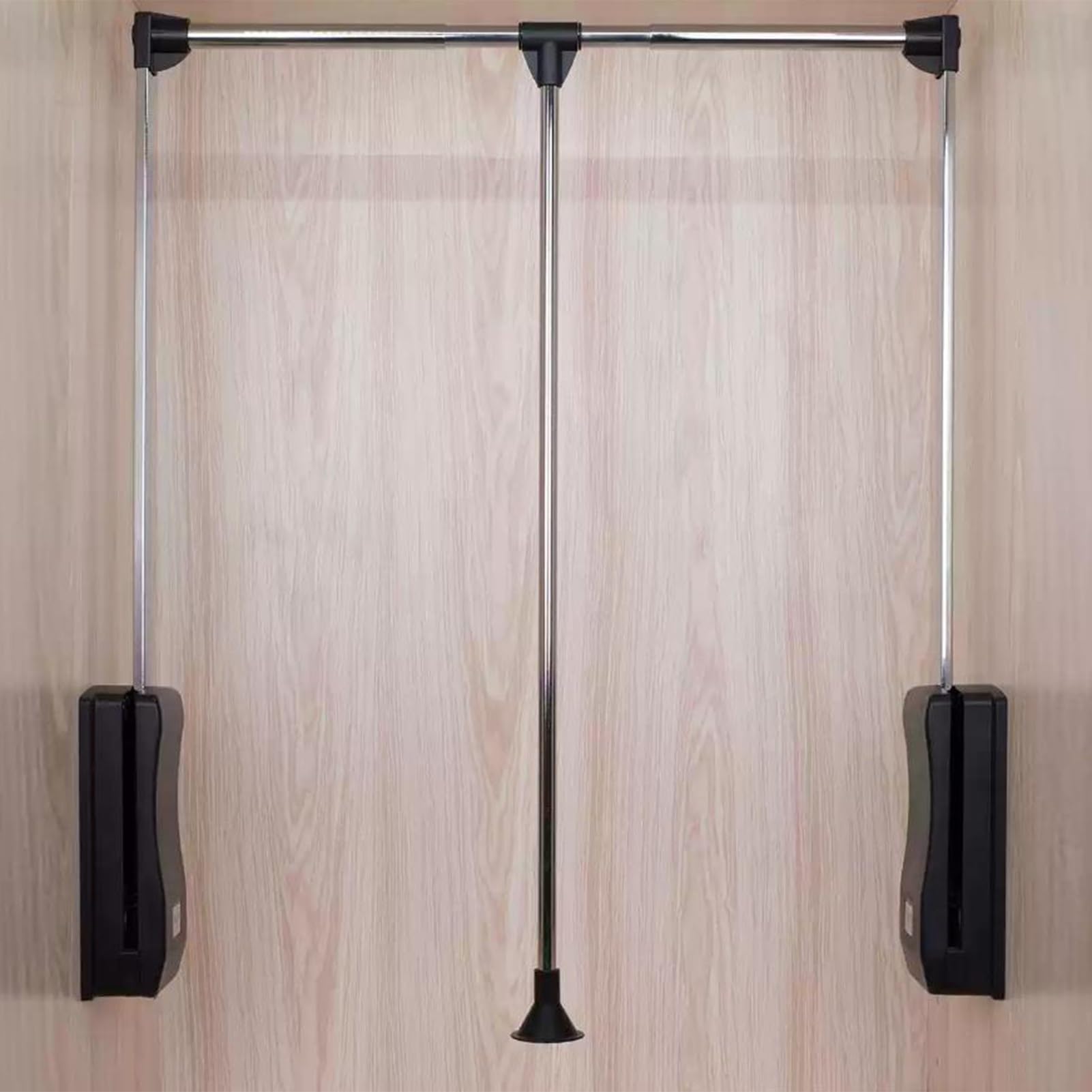 HTTGDGDH Retractable Heavy Duty Closet Rod, Pneumatic Buffer Wardrobe Rail, Adjustable 890-1210Mm, Supports 20Kg For Efficient Hanging Of Clothes, Space-Saving Design,Black-660-890mm