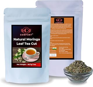 COMFORT Natural Moringa Leaf Tea Cut - 100% Natural Moringa Leaf for Herbal Tea - Antioxidants Rich, Energy Boost, Digestive Support & Immune System - 2oz (Pack of 1)