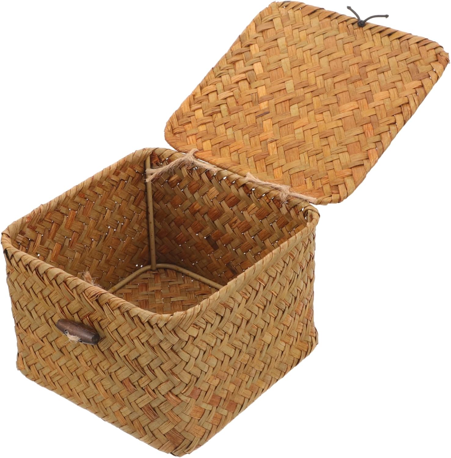Woven Storage Basket with Floral Pattern Small Decorative Sewing Organizer for Accessories and Household Sundries Farmhouse Style Home Decor