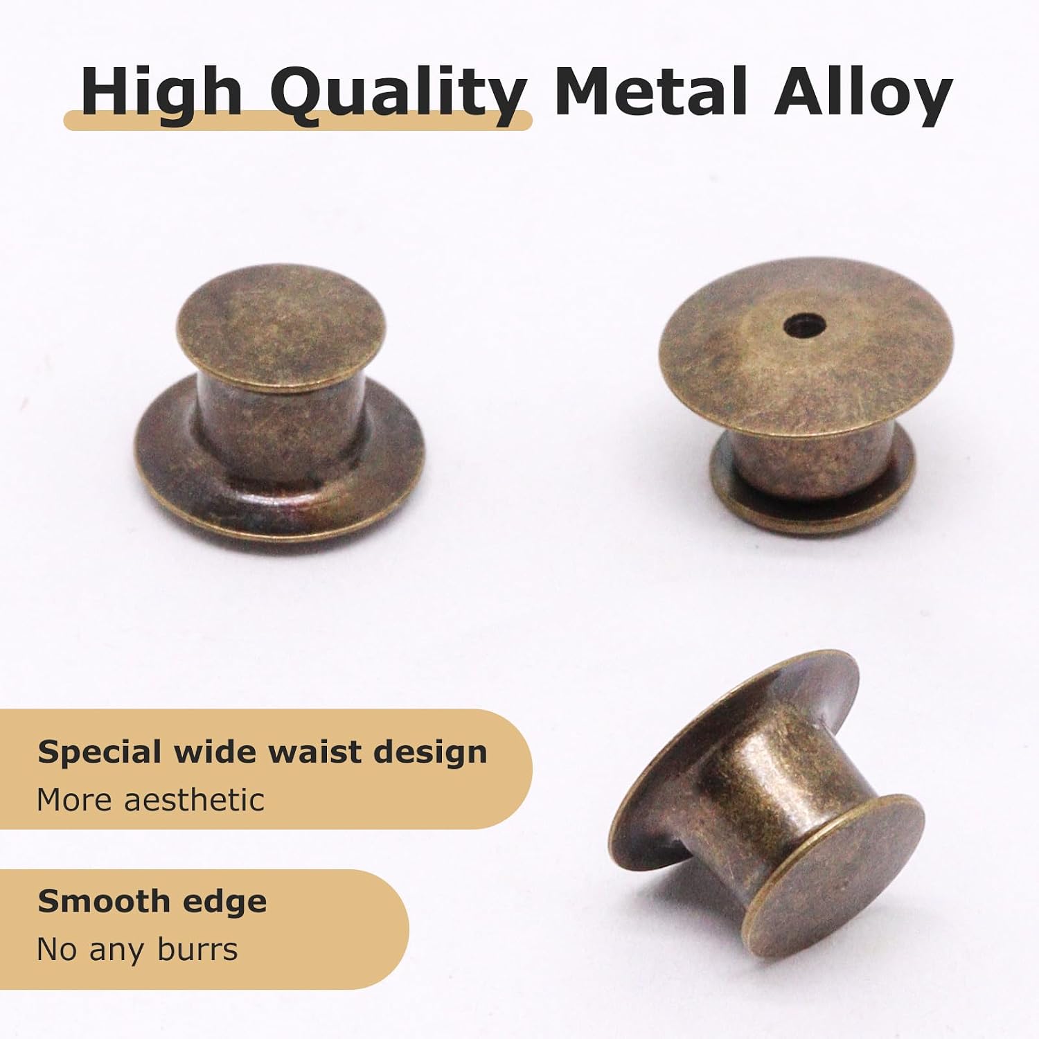 50pcs Locking Pin Backs, Pin Backs Locking Enamel Pin Making Kit Pins Keeper Clasp, Metal Pins Back for Enamel Brooch Lapel (Bronze)