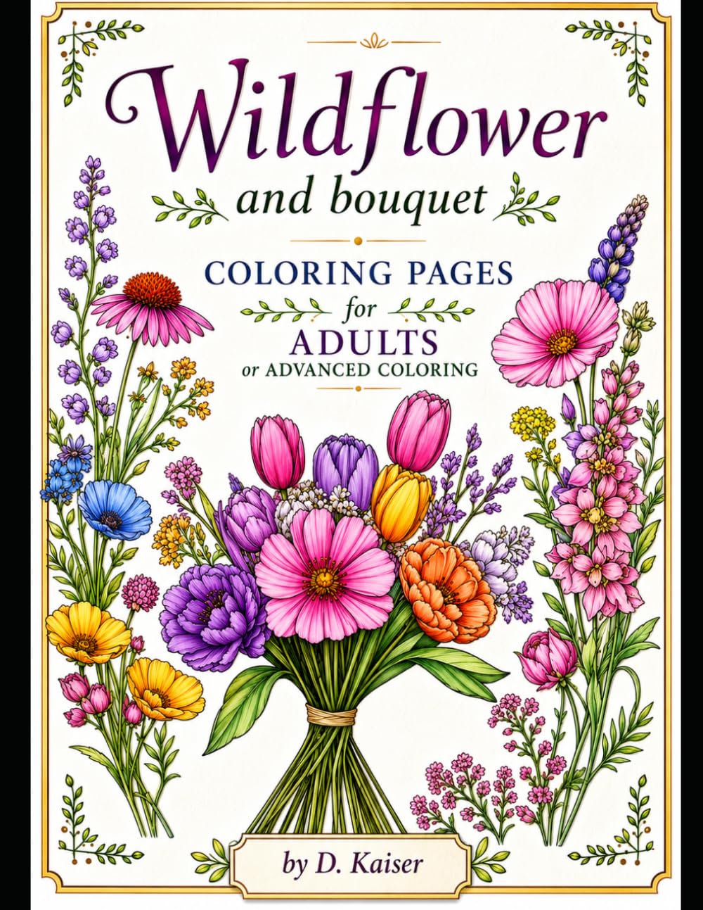 Flower and Wildflower Bouquet Coloring Book: For Adults or Advanced Coloring