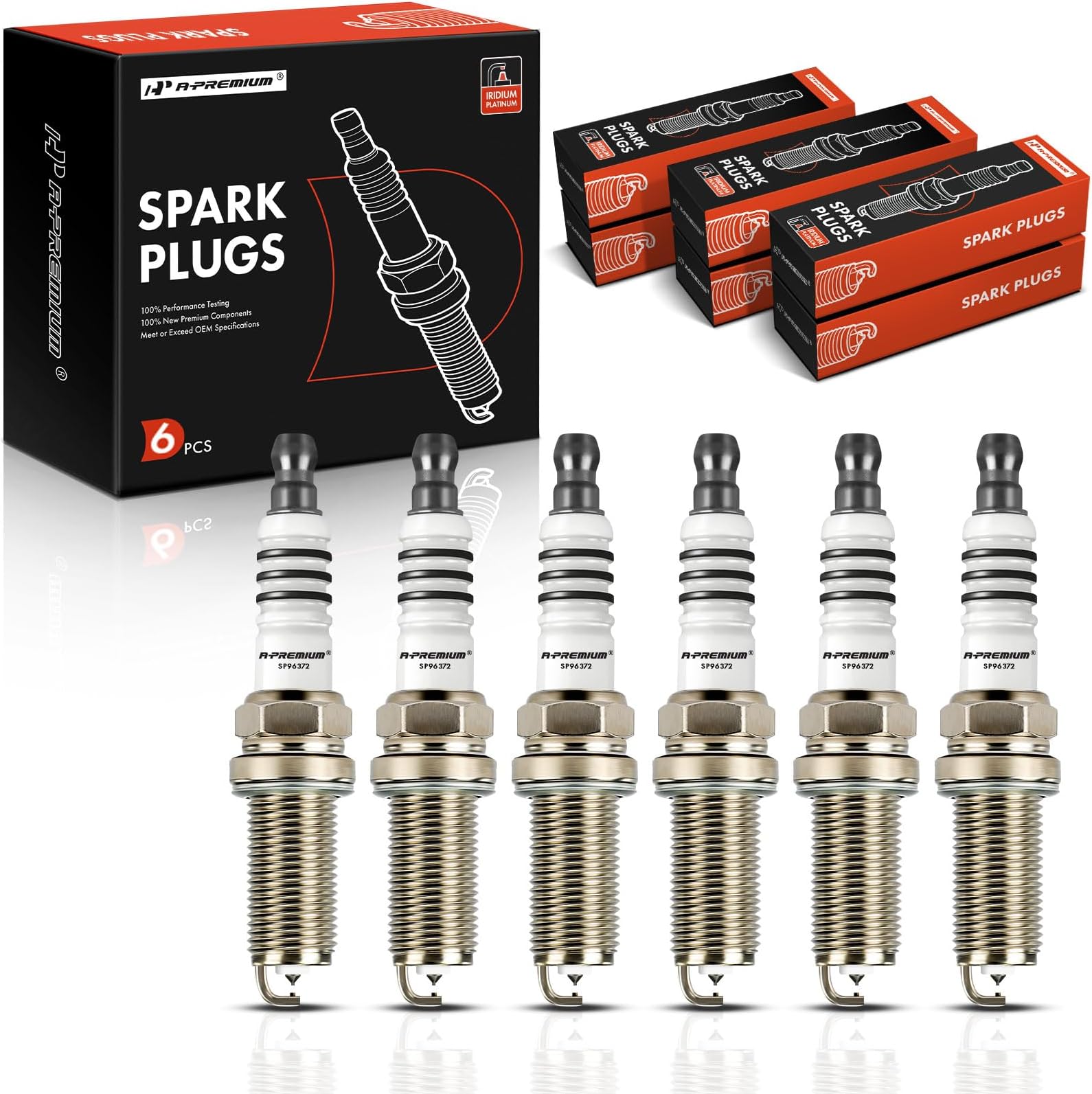 Iridium Platinum Spark Plugs Compatible with Maserati Ghibli 2014-2020, Levante 2017-2020, Quattroporte 2014-2018, 3.0L, Pack of 6
