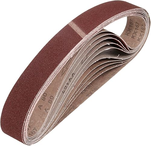 Miniatura 48 de HARFINGTON 3 correas de lijado de 18 pulgadas, 12 unidades de 60 granos de óxido de aluminio abrasivo de lijadora para carpintería, pulido de metal,
