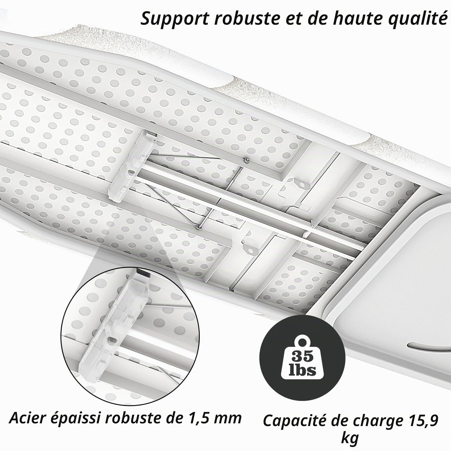 Planche à Repasser Murale avec Housse en Coton résistant à la Chaleur 95 x 33 x 18cm Planche à Repasser Murale Peu encombrante - Rotative à 180 ° - pour Fer à Repasser à Vapeur,