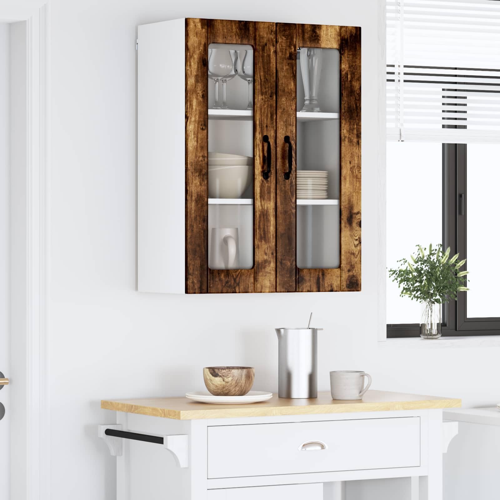Armadio 60x31x80 cm con 2 ante con 2 ripiani in legno