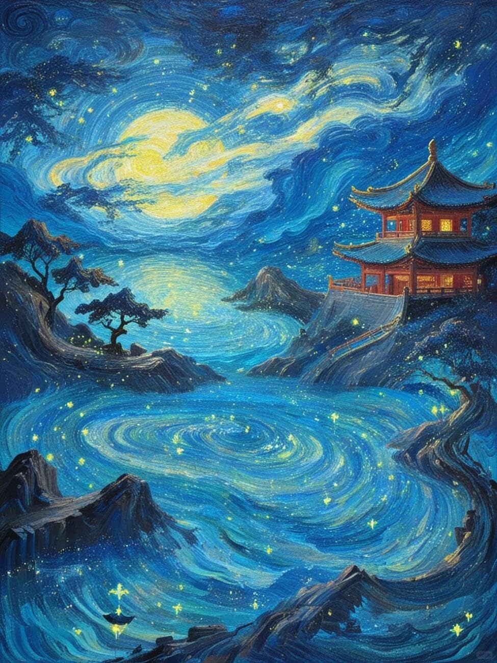 Henypt Cross Stitch Kit Fantasy Architecture Landscape DIY Arts Aand Craft Kit for Beginners The Elderly with Accessories Handmade DIY/Gifts 14CT 60x80cm
