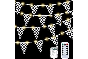 Light Up Checkered Flag Banner: Illuminate Your Nascar Decor