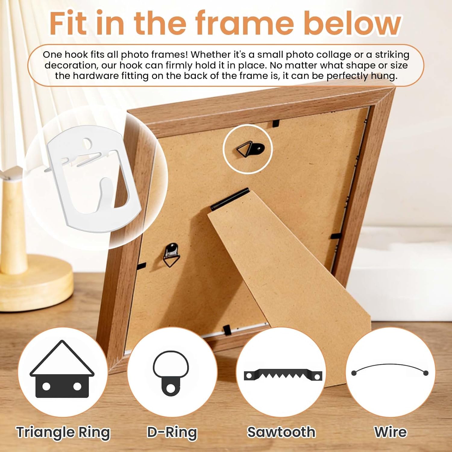DINGEE White Claw Drywall Picture Hangers, 12 Pack 40Lbs Heavy Duty Wall Hanger Hooks, No Drill Installation No Damage with Reinforcement Hole for Picture Frame Mirror Photo Home Office Decor