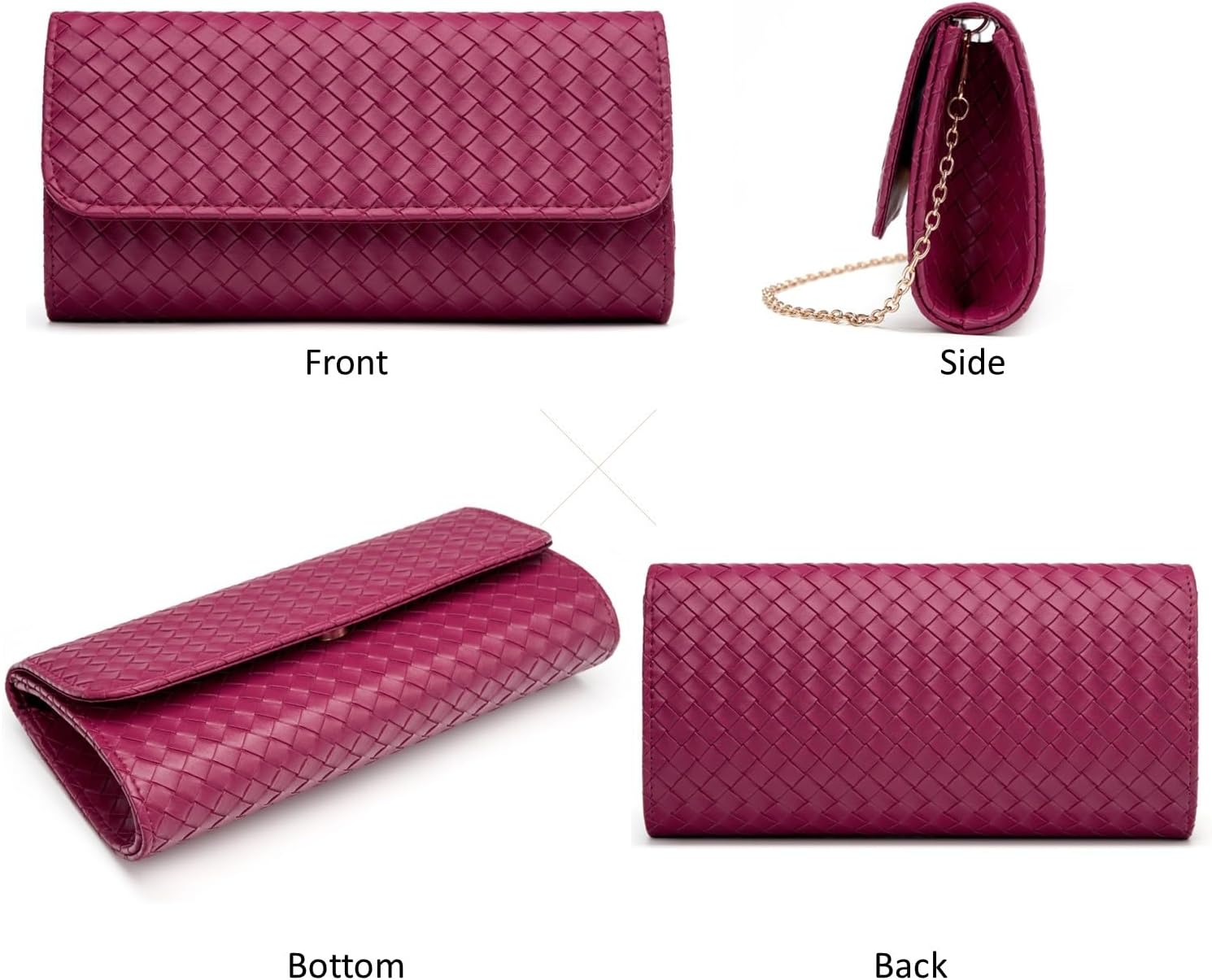 Woven Evening Bag Clutch Purses for Women Fashion PU Leather Crossbody Purse for Wedding Party and Prom - Image 2