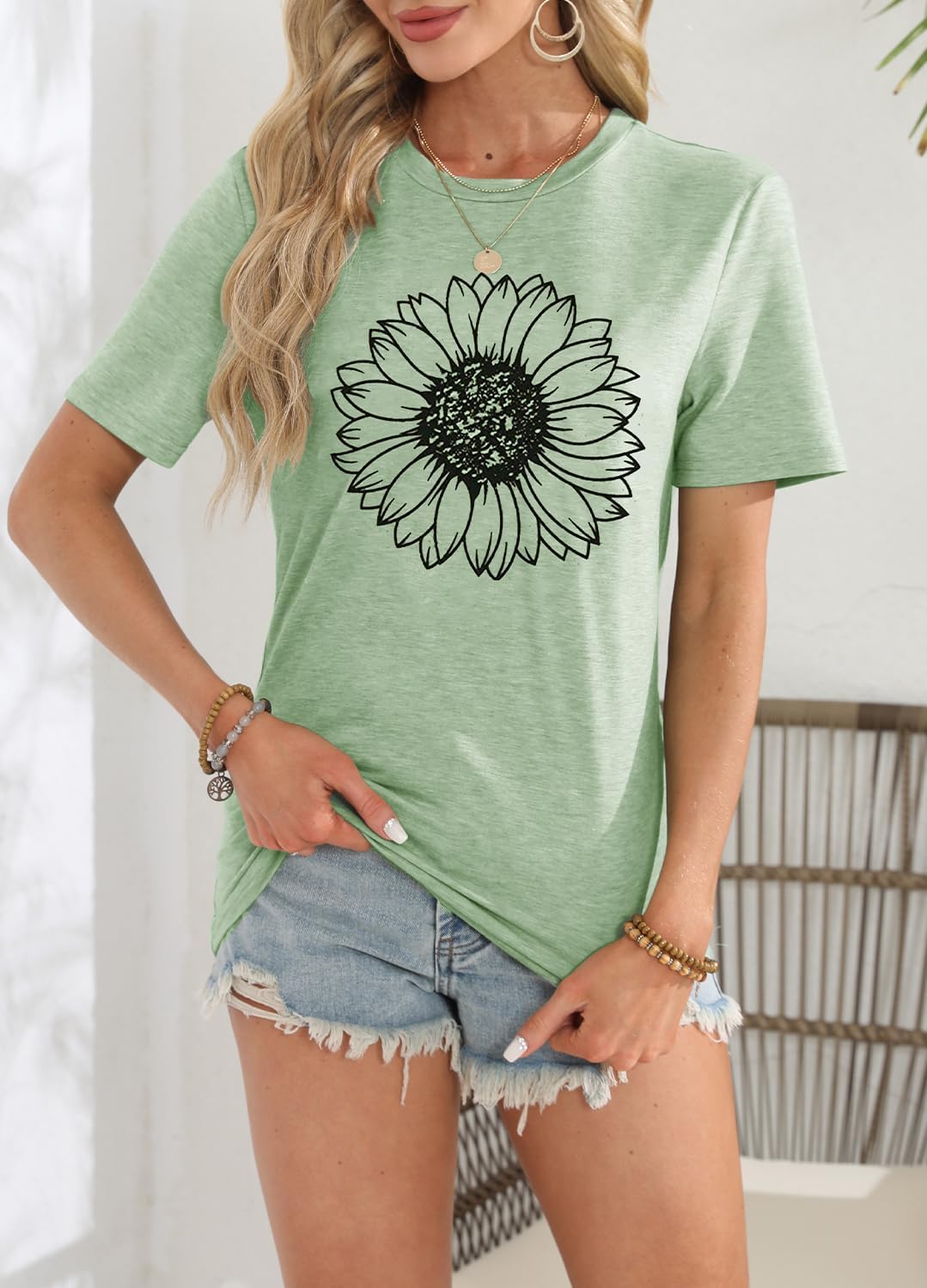 YEXIPO Womens Graphic Tees Short Sleeve Summer Tops Funny Letter Print Crew Neck Casual Loose Cute T Shirts - Image 4