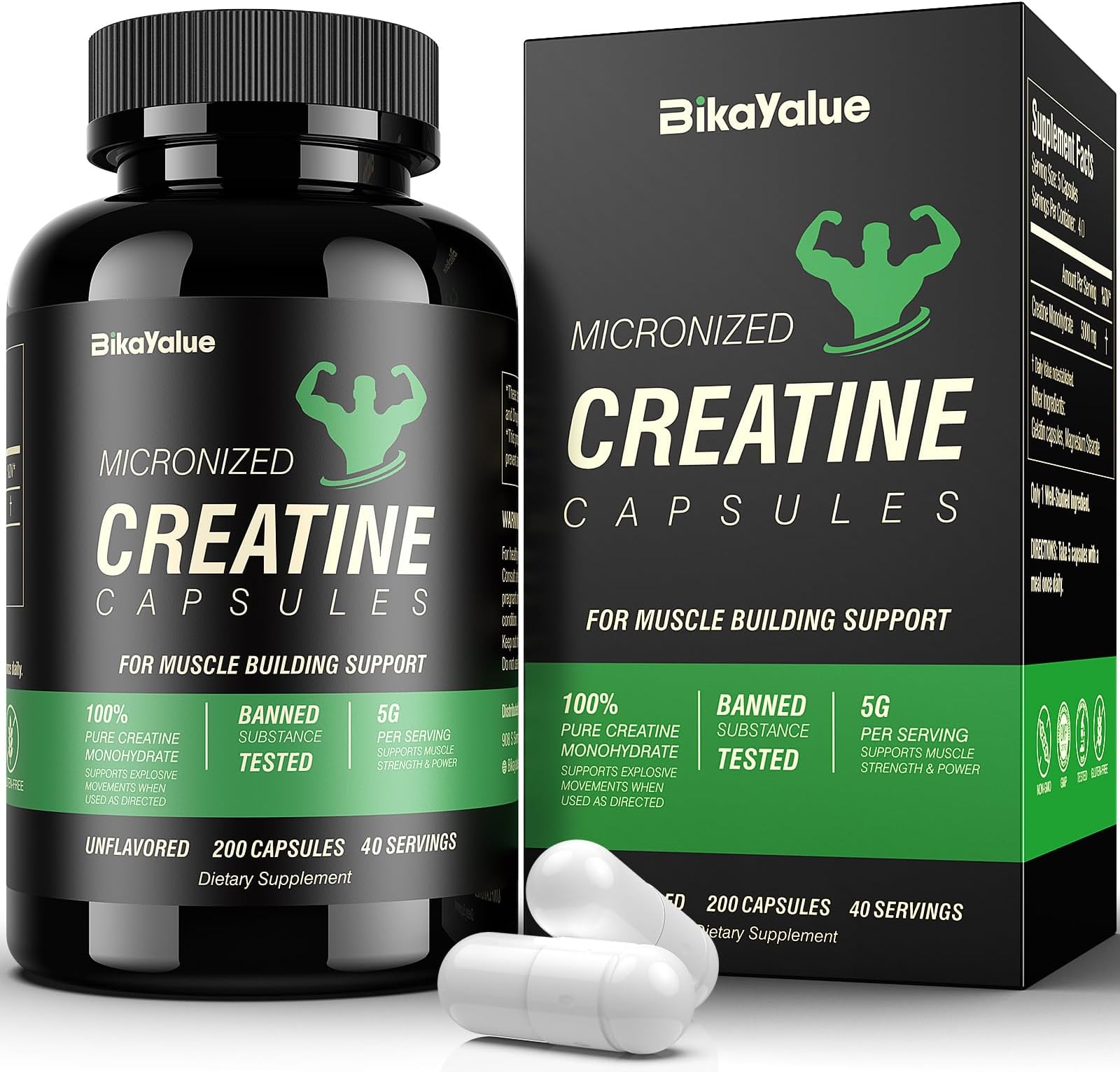 Creatine Monohydrate,5000mg (5 Capsules) Per Serving Creatine Capsules