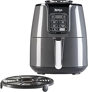Ninja Air Fryer, 3.8 L, ‎1550 W, 4-in-1, Uses No Oil, Air Fry, Roast, Reheat, Dehydrate, Non-Stick, Dishwasher Safe Basket, Cooks 2-4 Portions, Digital, Grey &amp; Black, AF100UK