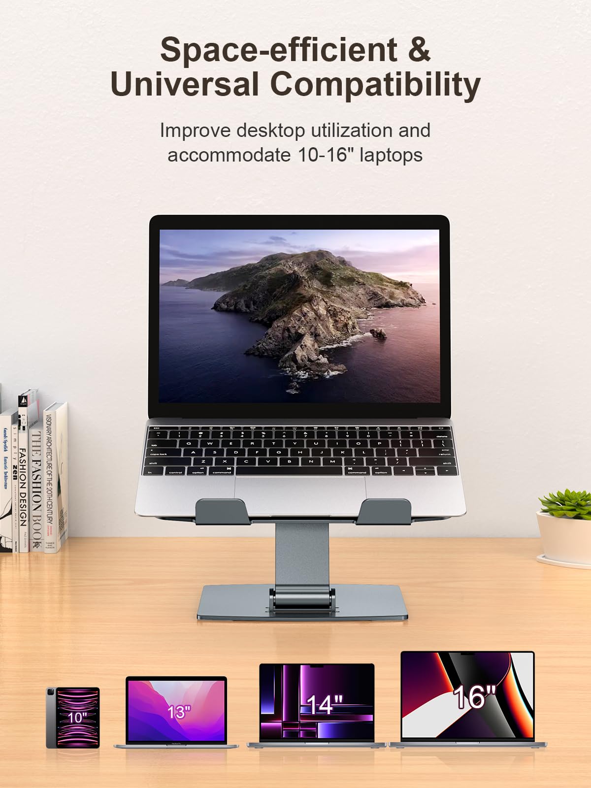CIRYCASE Stojak na laptopa, regulowany aluminiowy stojak na laptopa, szybkie chłodzenie, ergonomiczny składany stojak na laptopa kompatybilny z MacBook Air Pro (10–16")