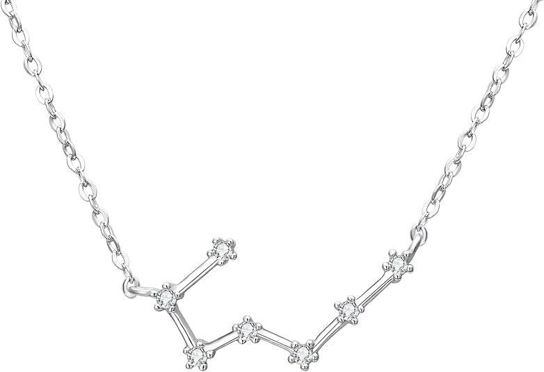 BriLove Gifts for Mom Women 925 Sterling Silver CZ Horoscope Zodiac 12 Constellation Astrology Pendant Necklace for Mothers Day/Valentines Day/Birthday/Christmas/Anniversary