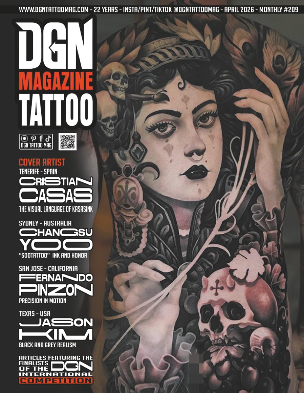 DGN Tattoo Magazine - Cristian Casas - Issue #209: Likewise, this special issue features articles by artists from diverse backgrounds and introduces ... upcoming DGN International Competition 2026