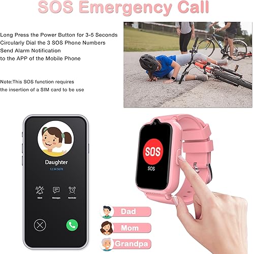 Miniatura 3 de Reloj inteligente para niños con rastreador GPS y videollamadas 4G Reloj de teléfono celular para niños de 5 a 12 años, tarjeta SIM, llamada SOS,