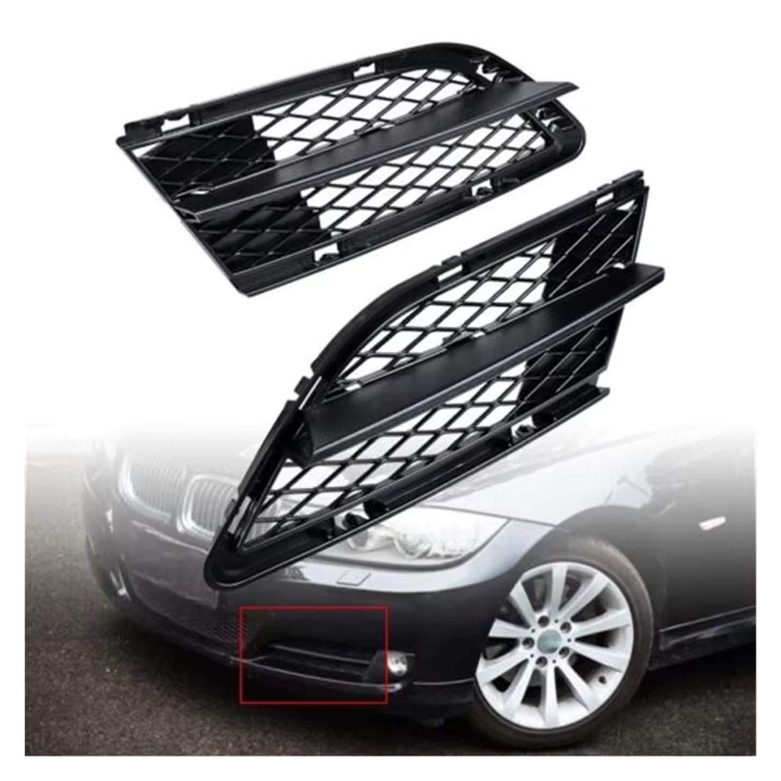 Grille Feu Antibrouillard Inférieure Pare-chocs Avant Voiture 51117198901 Pour BMW Pour 335i Pour 328i Pour E90 Pour E91 2008 2009 2010 2011 2012 Calandre Pare chocs Avant
