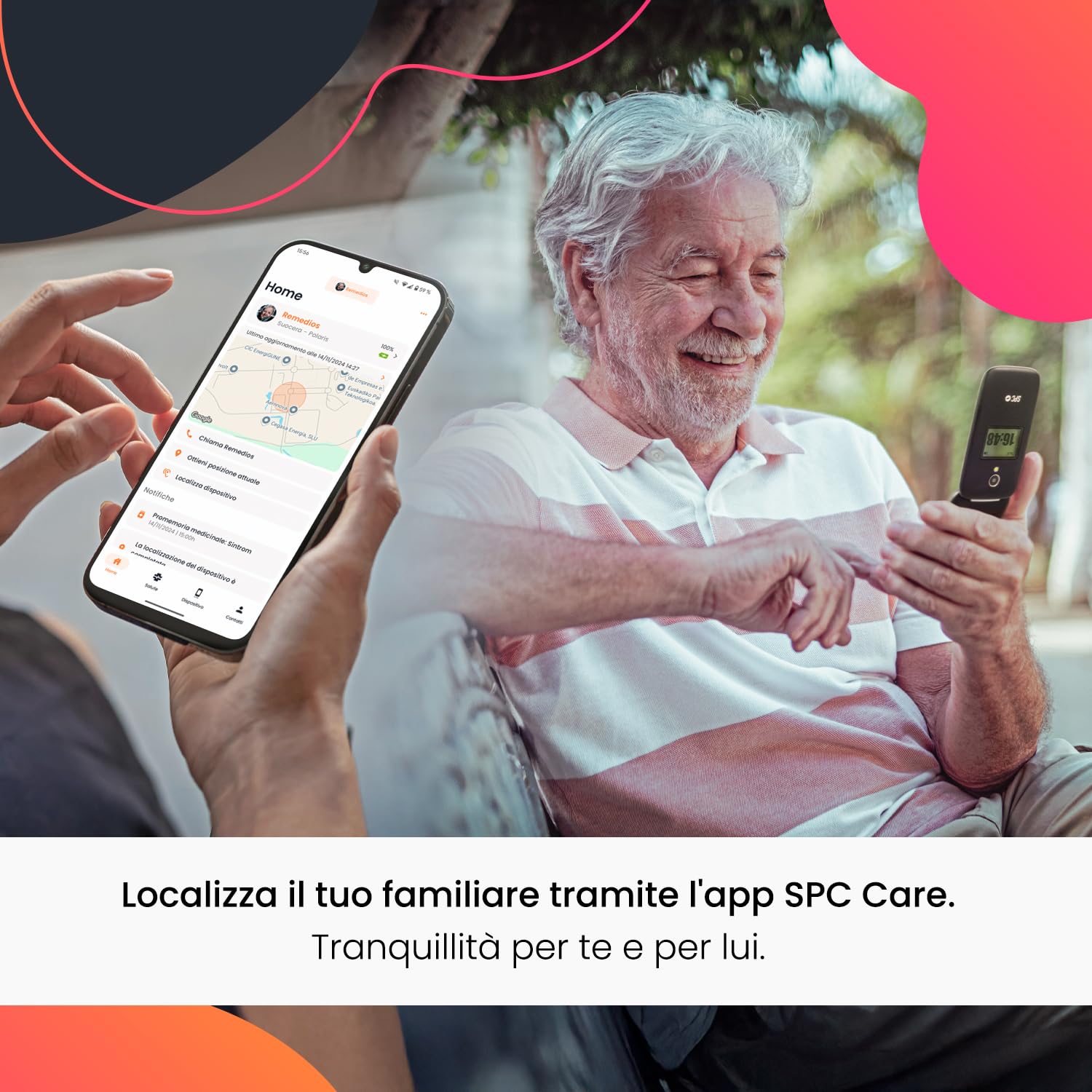 SPC POLARIS - Telefono senior, tasti grandi, GPS, gestione remota | Compatibile con l'app SPC Care: gestione remota, SOS, avvisi sicurezza, volume alto, 3 memorie dirette e 4G