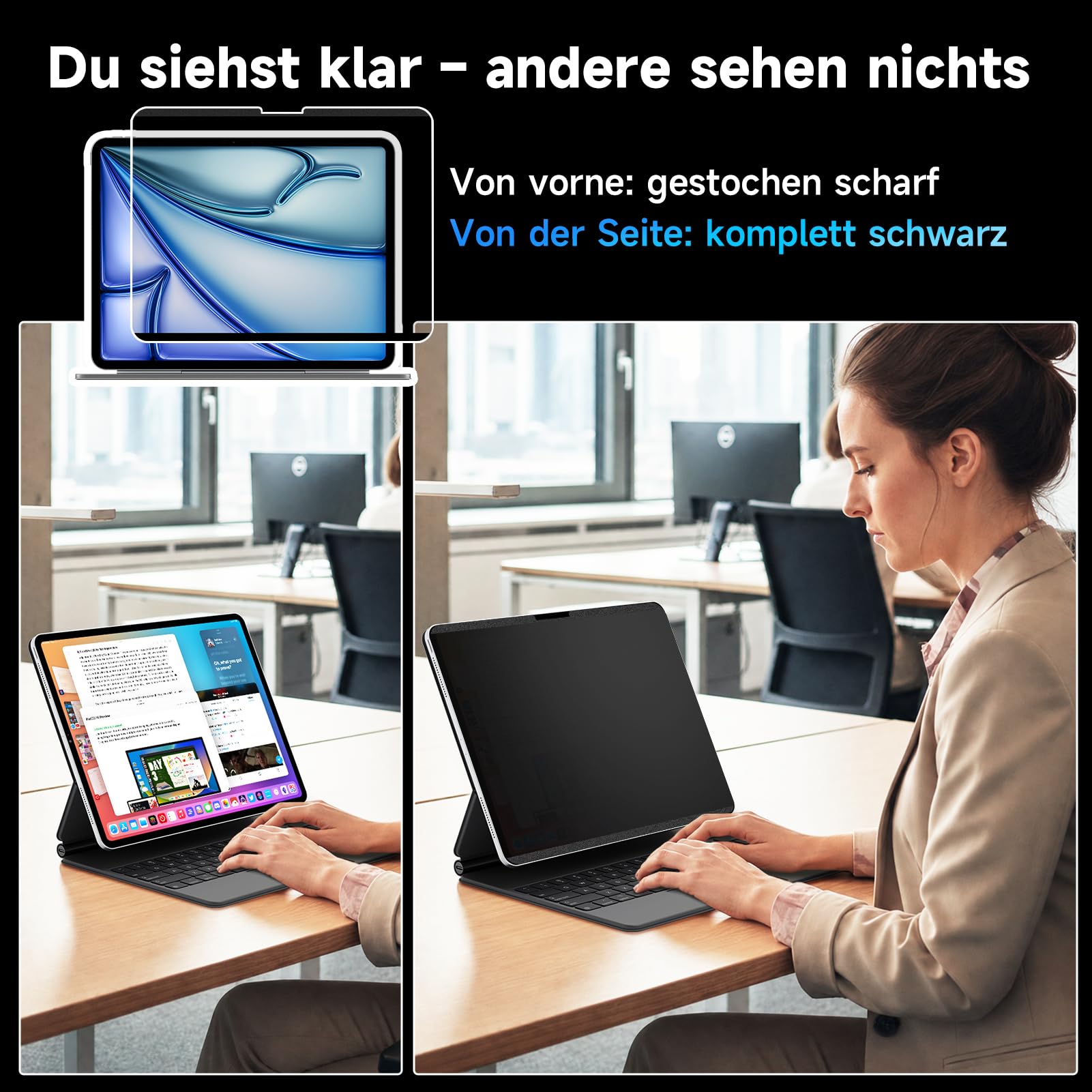 Mamol 360° Magnetischer Sichtschutz für iPad Air 11 Zoll 8/7/6.Gen. (M4/M3/M2), iPad Air 2026/2025/2024, Anti-Spy Blickschutzfolie Abnehmbarer Privacy Screen