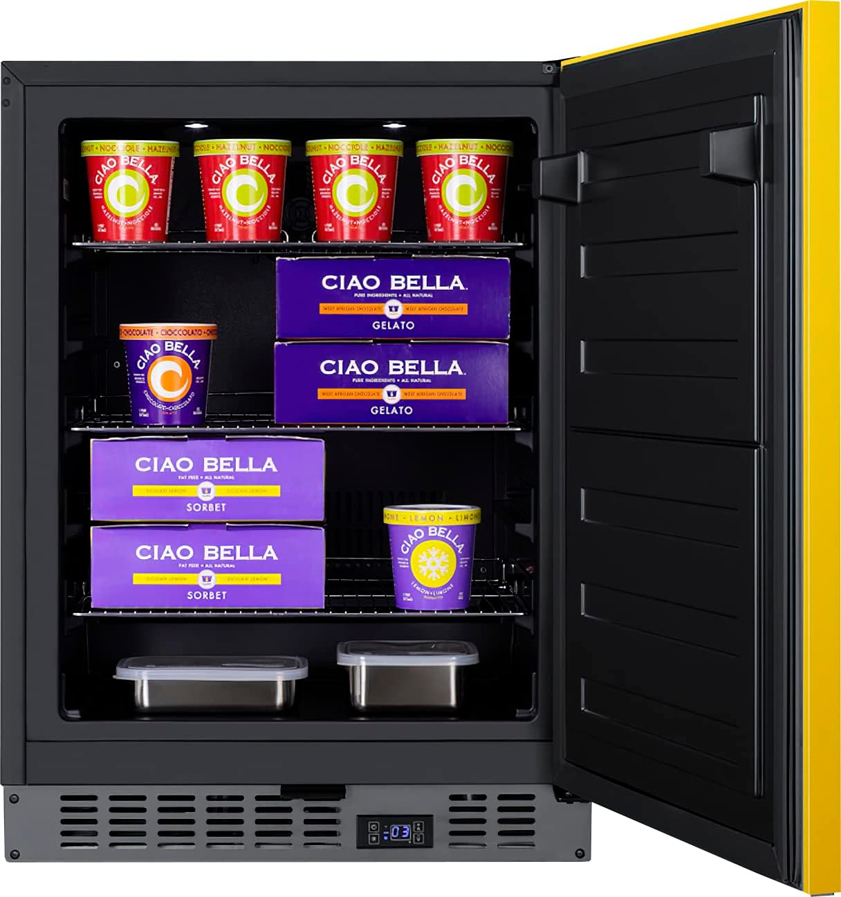 Summit Appliance ALFZ53Y 24" Wide Built-In All-Freezer, ADA Compliant, Saffron Gold Door, 3.7 cu.ft Capacity, Frost-free Operation, Fingerprint Resistant, Open Door Alarm