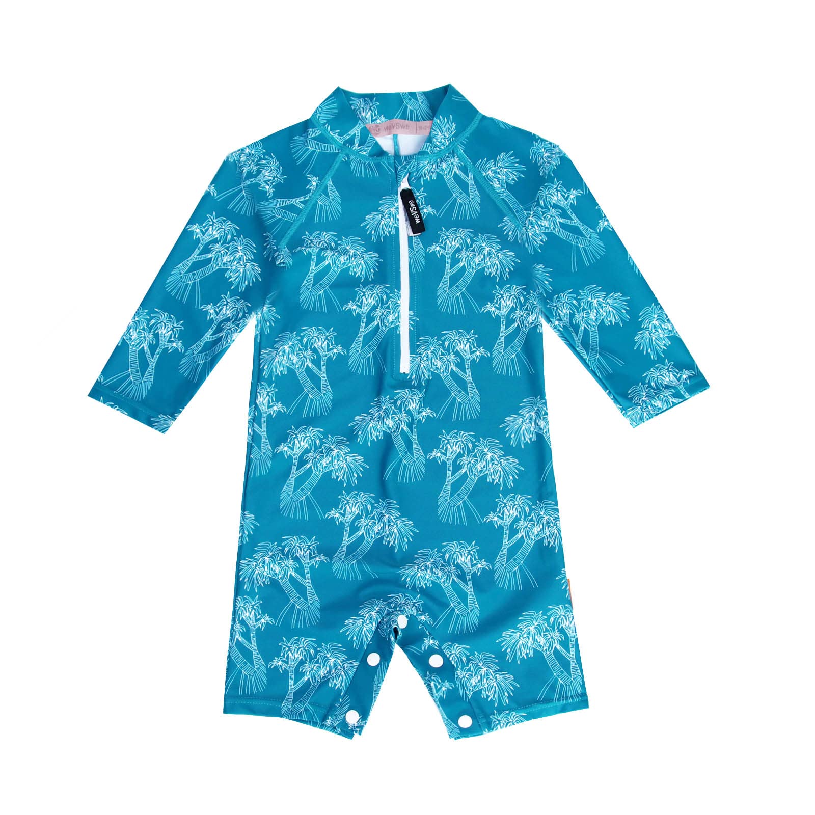 weVSwe Baby Toddler Boy Swimsuit Long Sleeve Baby Swimwear UPF 50+ Sun Protection Rash Guard Swimming Costume with Crotch Zipper 0-3 Years — view 24