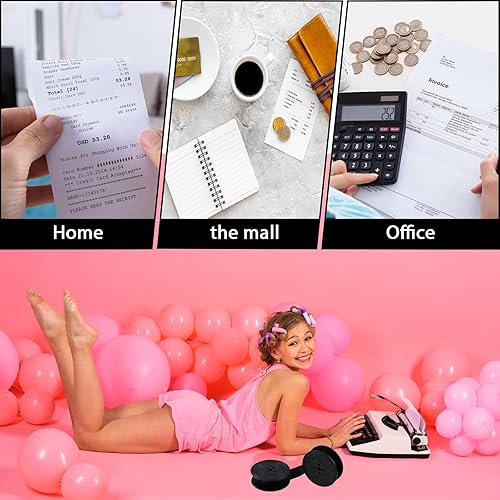 Vista 12 de Jecery 2 pares de cintas universales para máquina de escribir doble carrete vintage manual tinta tinta negro y rojo carrete de repuesto Rojo