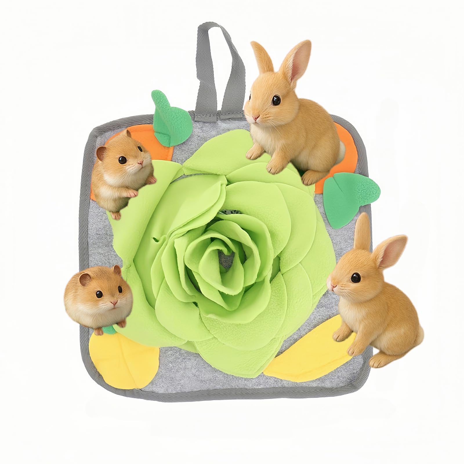 HAPSAON Rabbit Foraging Mat, Guinea Pig Foraging Toys Small Animal Foraging Mat for Hedgehog Rat Chinchillas Ferrets Bunny Puzzle Toys Fun Game