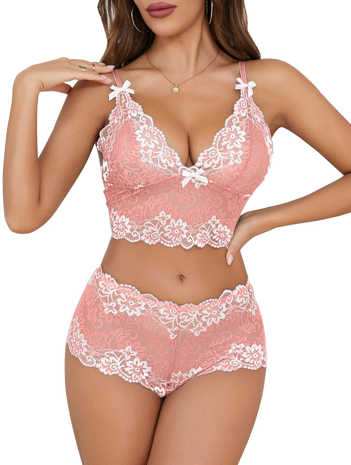Lilosy Sexy Lingerie Set 2 Piece Women Pajamas Bra and Panty 3XS-5XL