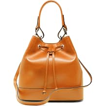 Floto Milano Leather Bucket Tote Bag, Italian Leather Handbag with Double Leather Handles, Made in Italy