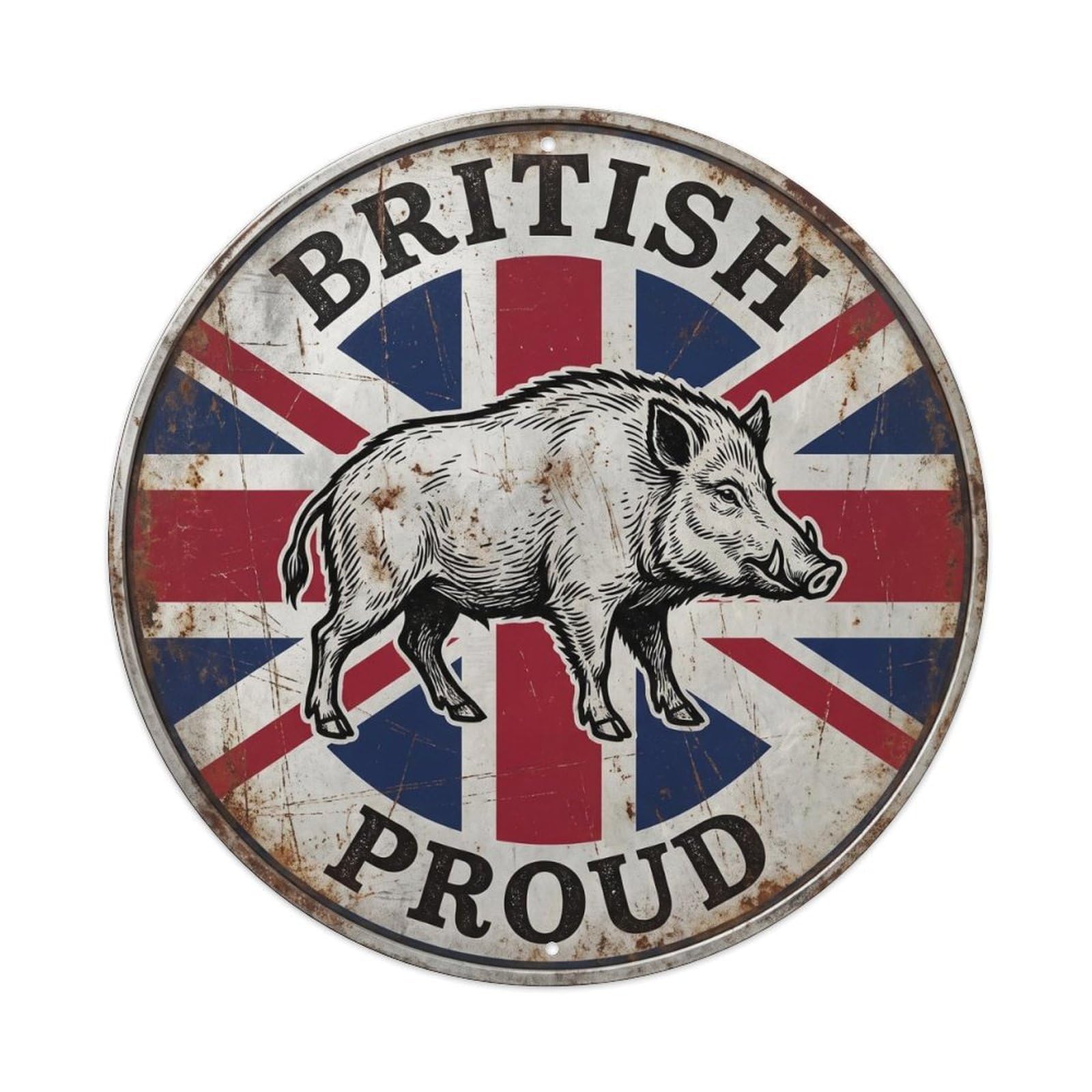 Olhnbad Style British Proud Wild Boar Wildlife Heritage Emblem Metal Tin Sign