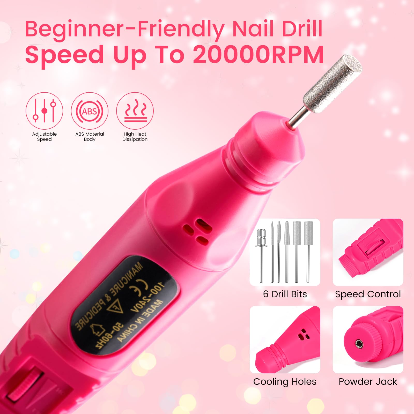 Acrylic Nail Kit for Beginners with Acrylic Powder, EMA Monomer, Drill & UV Lamp