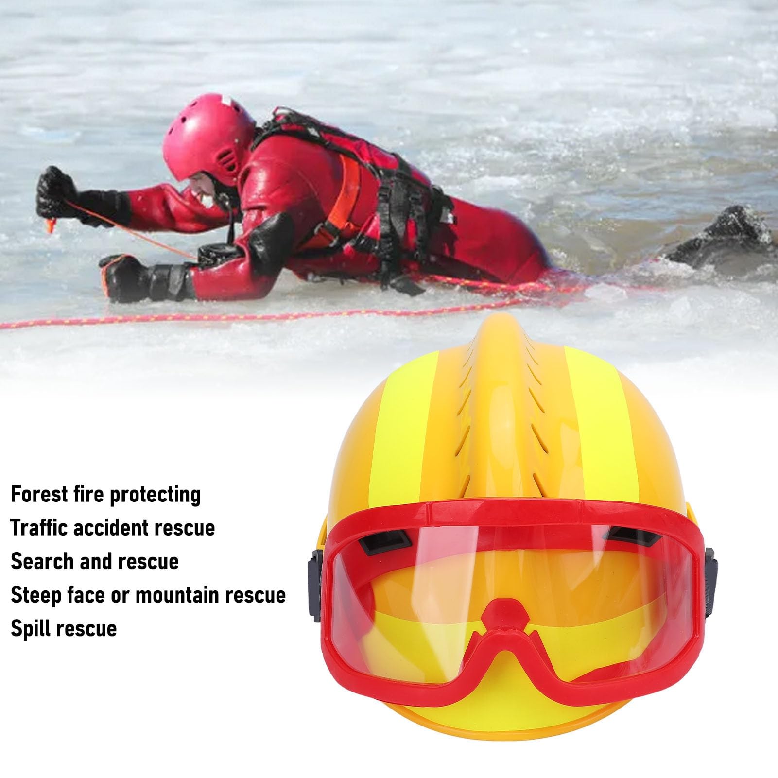 Aramox Casco de Rescate Casco de Seguridad para PC con Diseño Ranurado Ligero y Ventilado Correa de Barbilla Ajustable Protección Reflectante para Rescate contra Incendios Construcción Minería