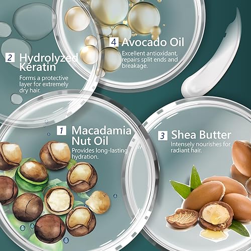 Miniatura 3 de sh-rd Proteínas Aceite de Aguacate Crema Máscara del pelo Nueces de Macadamia Oil Aceite de Argán 1353oz 400ml e