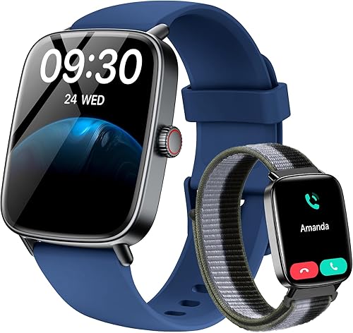 Reloj inteligente para mujereshombres, Android y iPhone, pantalla táctil de 1.85 pulgadas, rastreador de fitness con respuestahacer llamadas, IP68