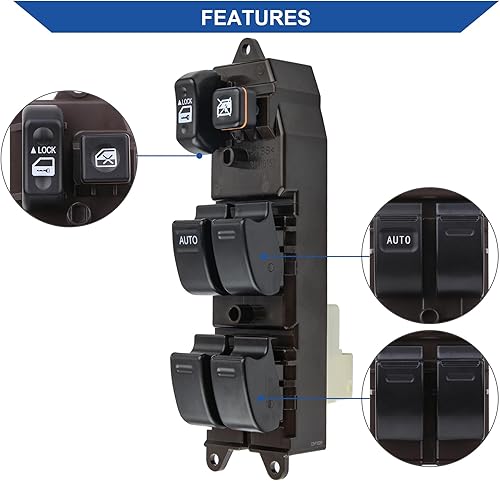 Miniatura 4 de Botón de control de interruptor de ventana eléctrica y bisel del panel del interruptor de la puerta, compatible con Toyota Matrix y Pontiac Vibe