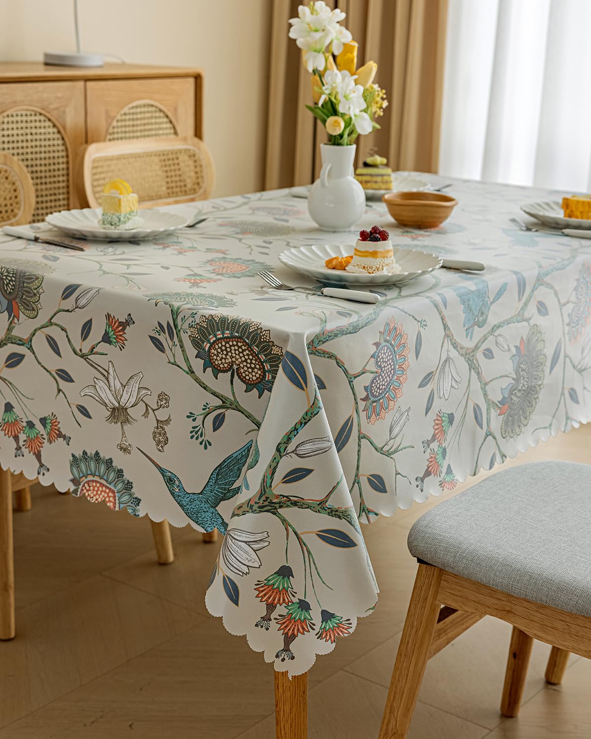 LIVETTY Wipe Clean Table Cloth Fabric Table Cloth Wipeable Rectangle Table 135x185cm, Waterproof Oil-Proof Coating