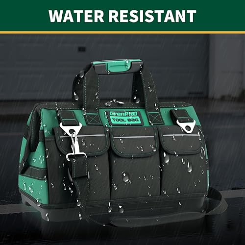 Miniatura 9 de Bolsa de herramientas resistente de 16 pulgadas, organizador de herramientas inferior moldeado de 18 bolsillos, portátil, impermeable, bolsa de