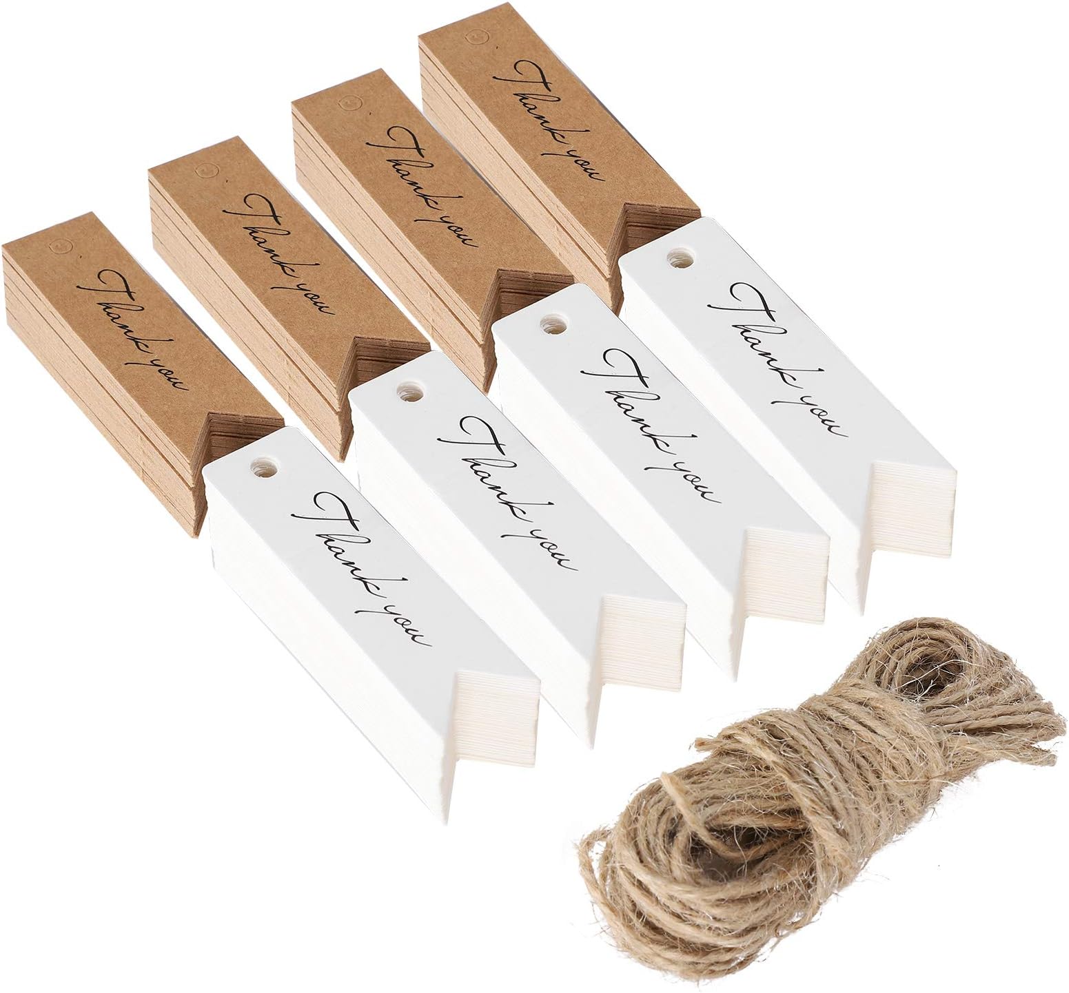 Gift Tags, Kraft Paper Tags, White + Brown Craft 400Pcs Hand‑made Items for Thank‑you Letters Gift Tag Labels Decoration Clothing Tags