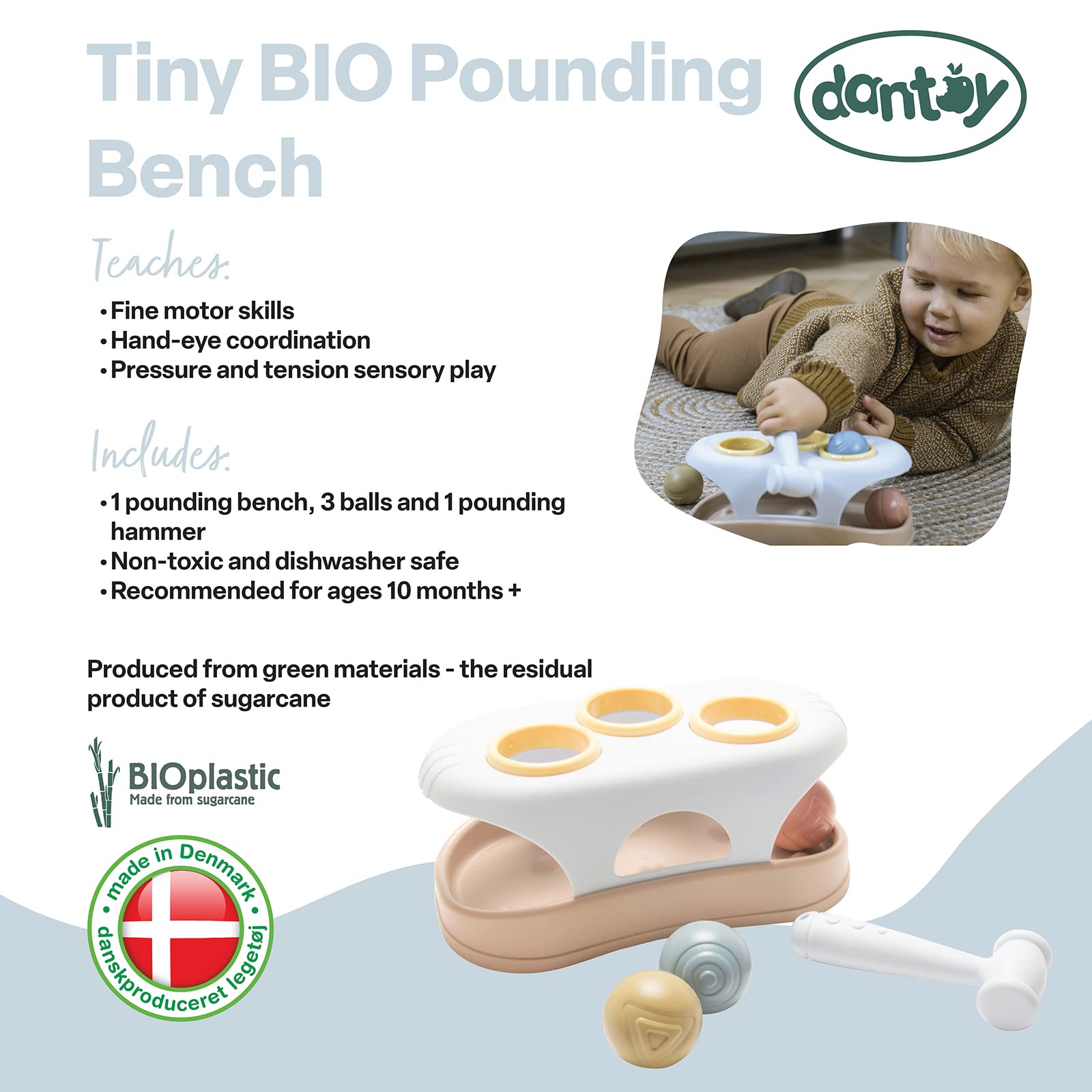Dantoy Tiny Bio - Banc à marteler - stimule la motricité Fine