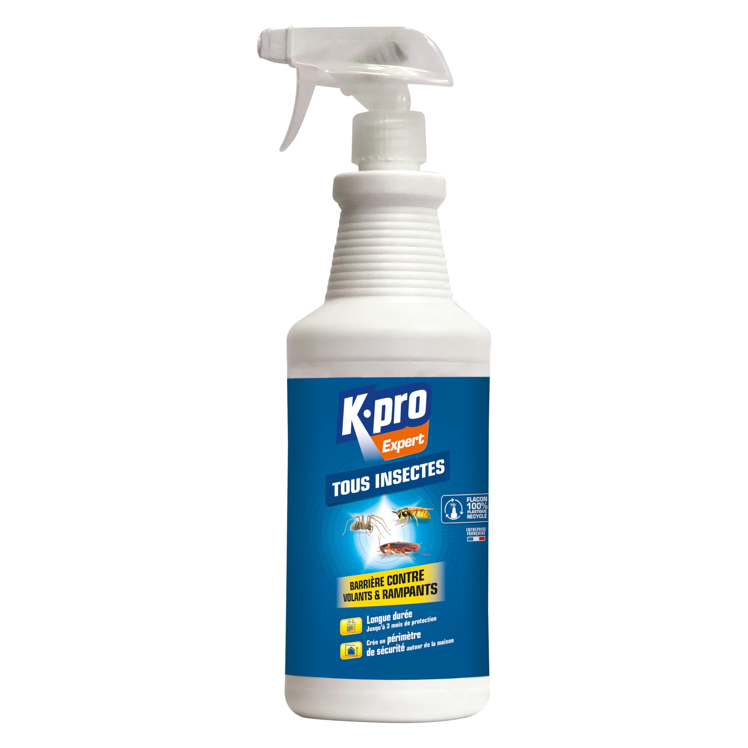 K.​PRO - Barrière Tous Insectes - Volants et Rampants - Effet Préventif et Curatif - Jusqu'à 3 Mois de Protection - Action Immédiate - Technique Professionnelle - 1l