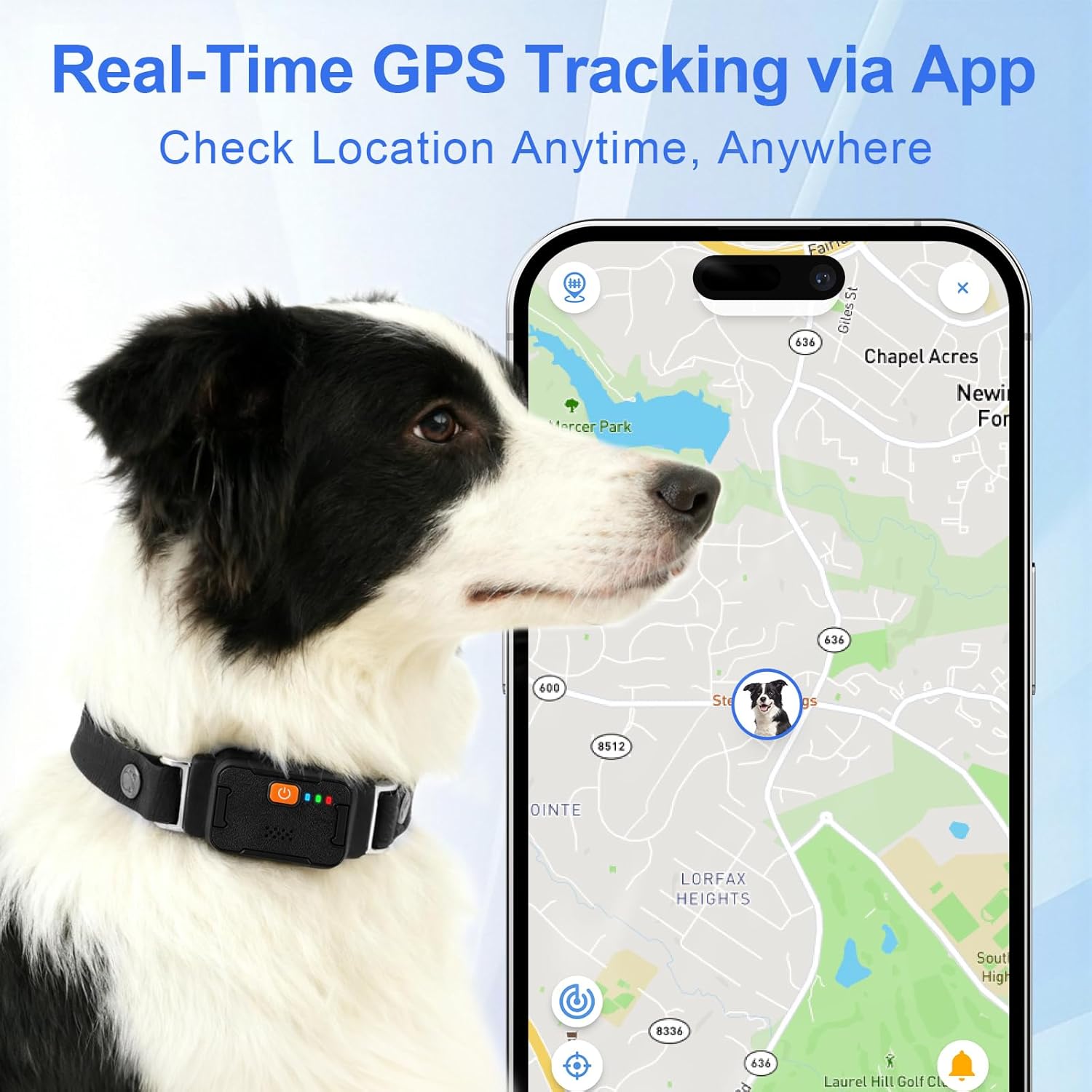 Smart Dog GPS Tracker Collar, First Year Free Subscription, Real-Time Location, Geo-Fence Alerts, Route History, IPX7 Waterproof, 4G Built-in SIM, Health Monitoring