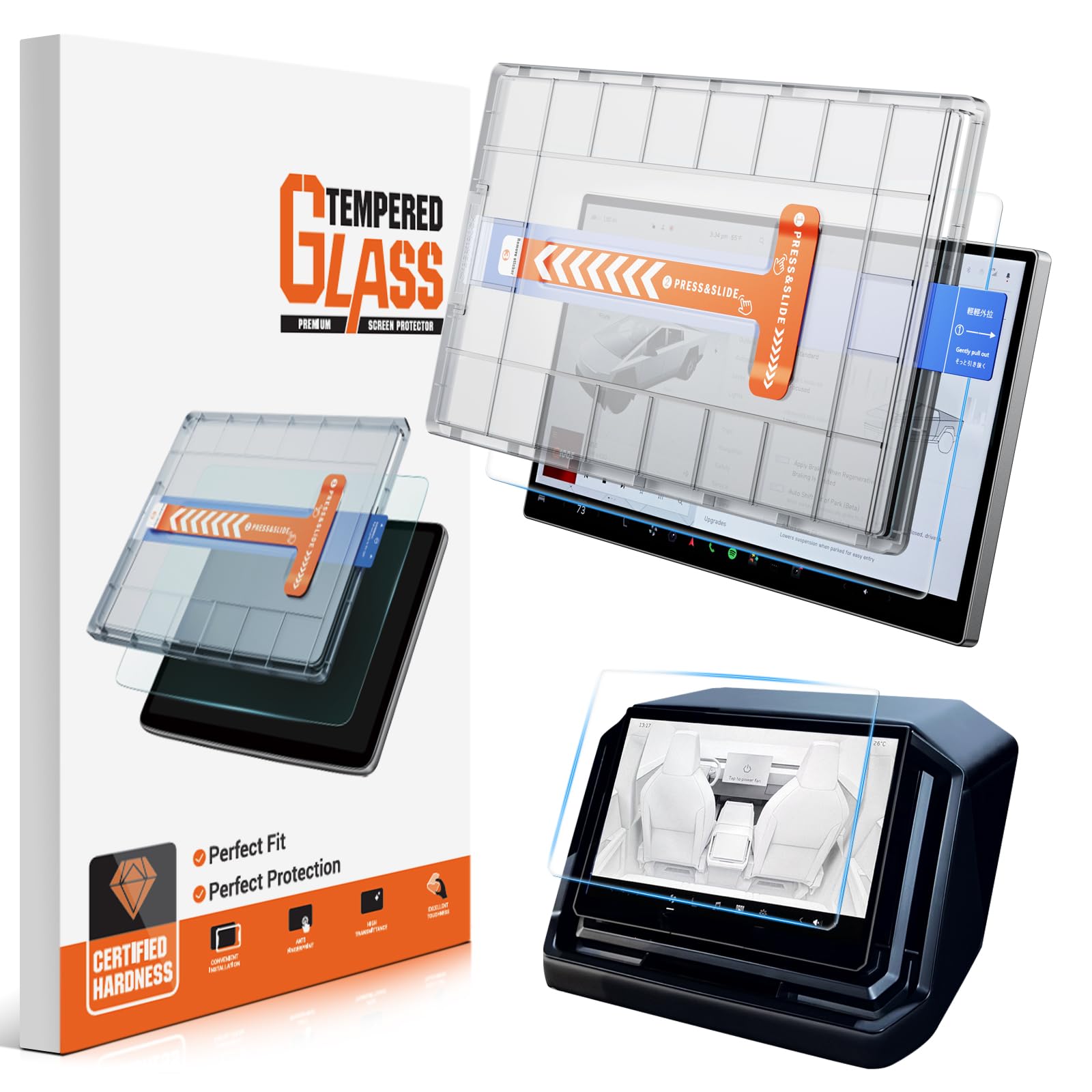 WEIPIN For Tesla Cybertruck Matte Screen Protector - [No More Glare & Fingerprint] Cyber Truck Pickup Accessories - 9H+ Ultimate Tempered Glass for