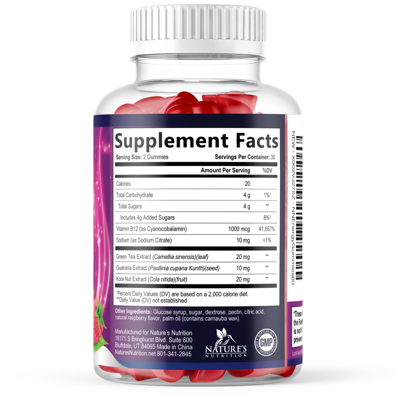 Energy Gummies - Vitamin B12 1000mcg - 3X Clean Energy & Focus Gummy with Natural Caffeine from Green Tea - Berry Flavored Pre Workout Exercise Supplement for Running Cycling & Sports - 60 Gummies — Amazon image 9