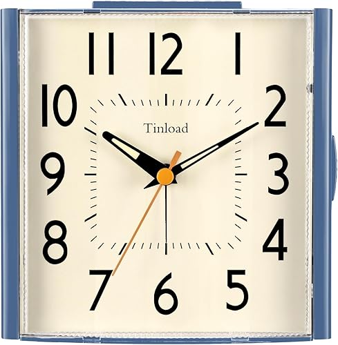 Reloj despertador analógico retro vintage de 4.7 pulgadas, reloj súper silencioso sin tictac con luz nocturna, repetición, funciona con pilas,