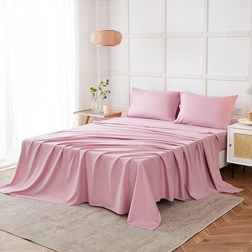 Miniatura 6 de ILAVANDE Juego de sábanas de microfibra supersuave de la serie 1800 de 4 piezas, sin arrugas y transpirables, con bolsillo profundo de 14 pulgadas