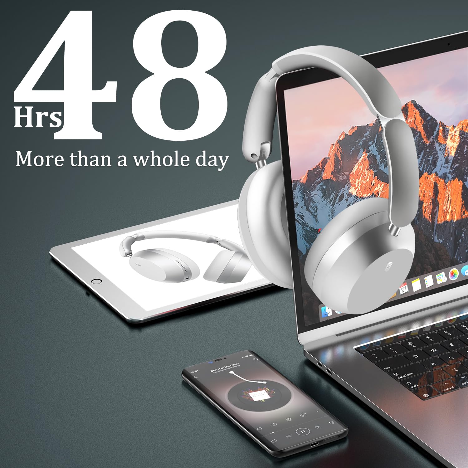 Wentronic Y04 - Cuffie over-ear wireless Bluetooth 5.3 con cancellazione attiva del rumore e suono ad alta risoluzione, 48 ore di riproduzione, morbidi padiglioni auricolari - viaggi, ufficio e casa