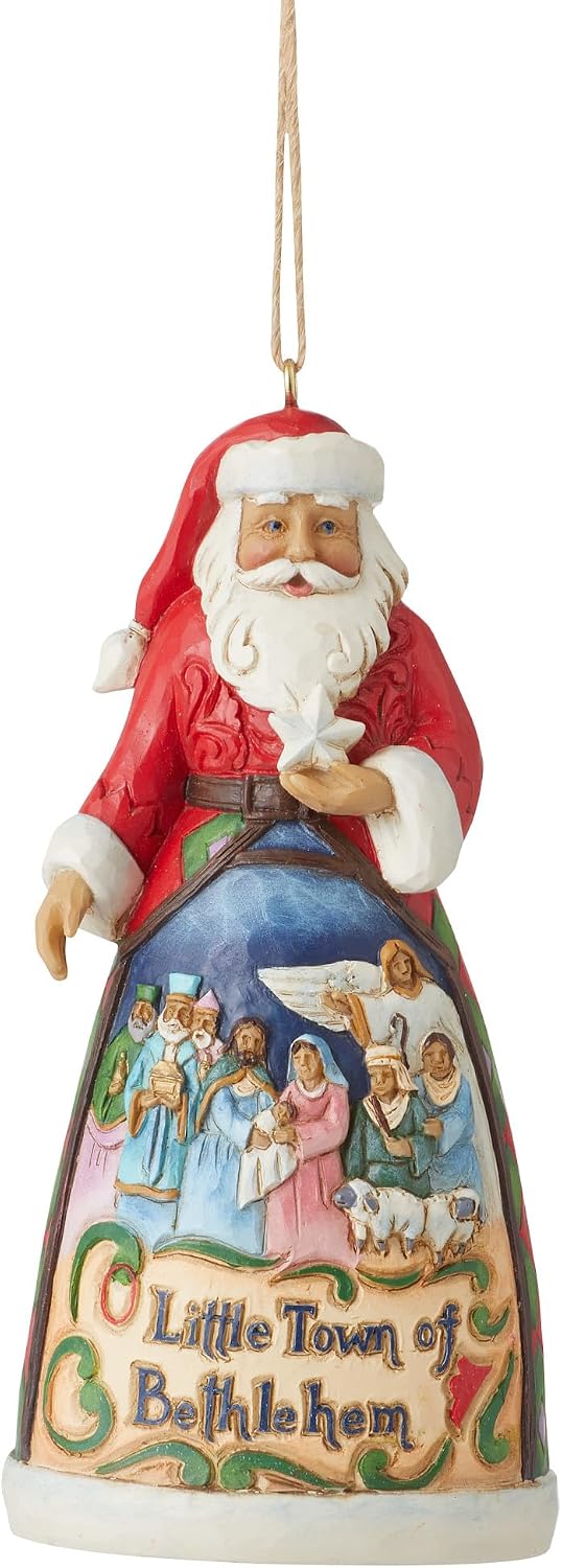 Enesco Jim Shore Heartwood Creek Santa Little Town of Bethlehem Hanging Ornament, 4.53 Inch, Multicolor